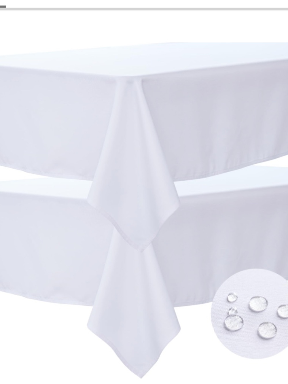 Classic 6Ft Tablecloth Spill-Proof Wrinkle-Free INDOOR/OUTDOOR (2-Pack) WHITE